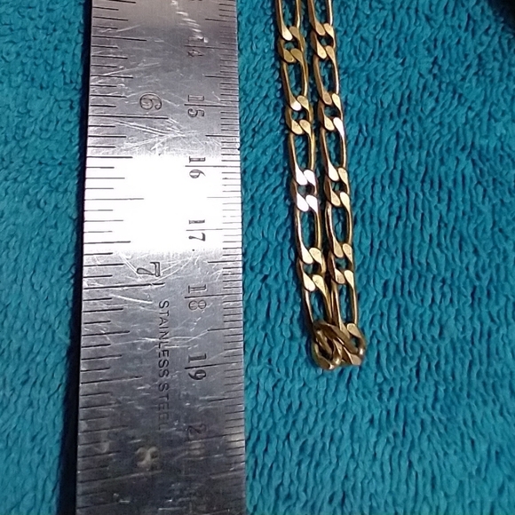 Goldtone Chain Necklace marked m with pink crystal vintage - Picture 2 of 6